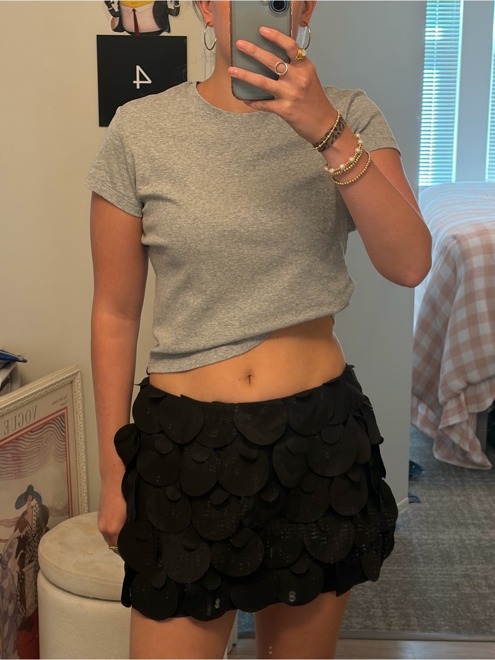 Amazon Black Sequin Disc Mini Skirt - Layered Circle Detail